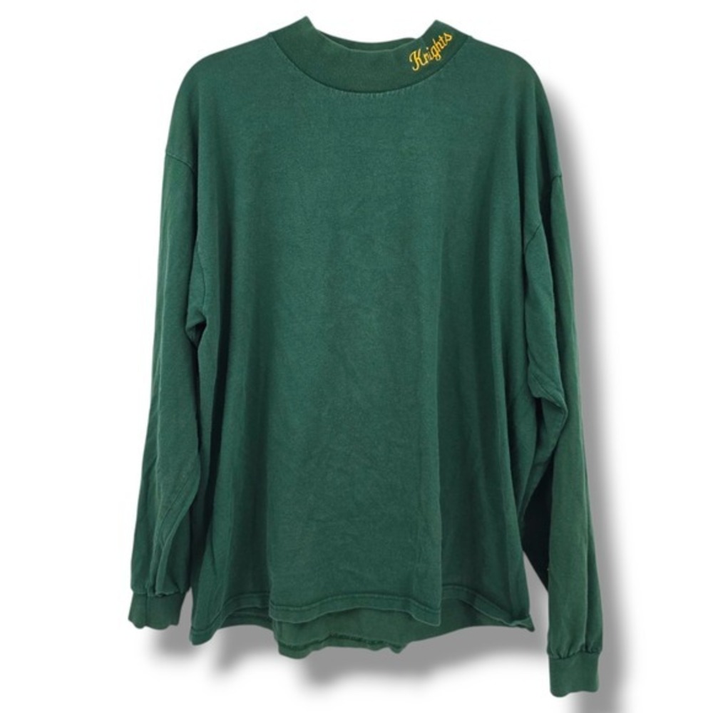 Cotton Deluxe By Anvil Knights Mock‎ Neck Long Sleeve Green Sweatshirt XL